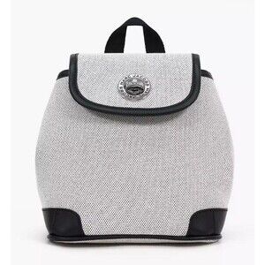 New Marc Jacobs Convertible Canvas Backpack Bag Beige /Black